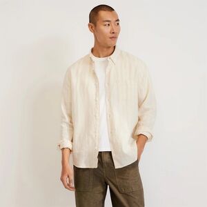 Everlane white/yellow linen stripe shirt